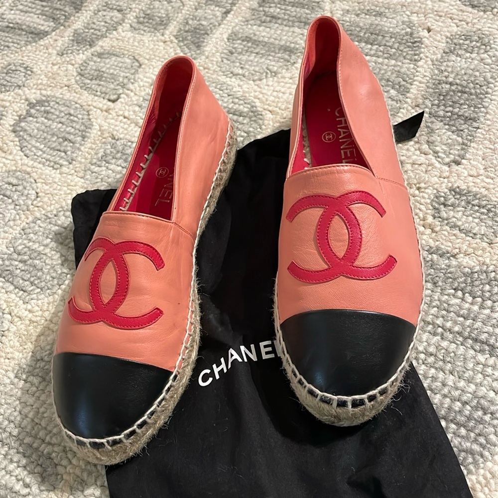 Chanel Lambskin Espadrilles Pink Red Black